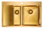 Превью картинка Металлическая мойка Paulmark KRONER 78/2SF PM227851-BGR Брашированное золото BG #2