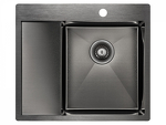 Превью картинка Металлическая мойка Paulmark KRONER 59F PM225951-GMR Вороненая сталь GM #2