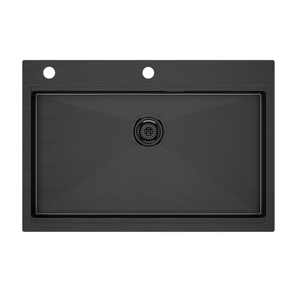 Фото Металлическая мойка Paulmark KRONER-PRO 75 PM707551-GM Вороненая сталь GM
