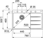 Превью картинка Гранитная мойка Franke CENTRO CNG 611/211-78 TL чаша слева черный матовый #2