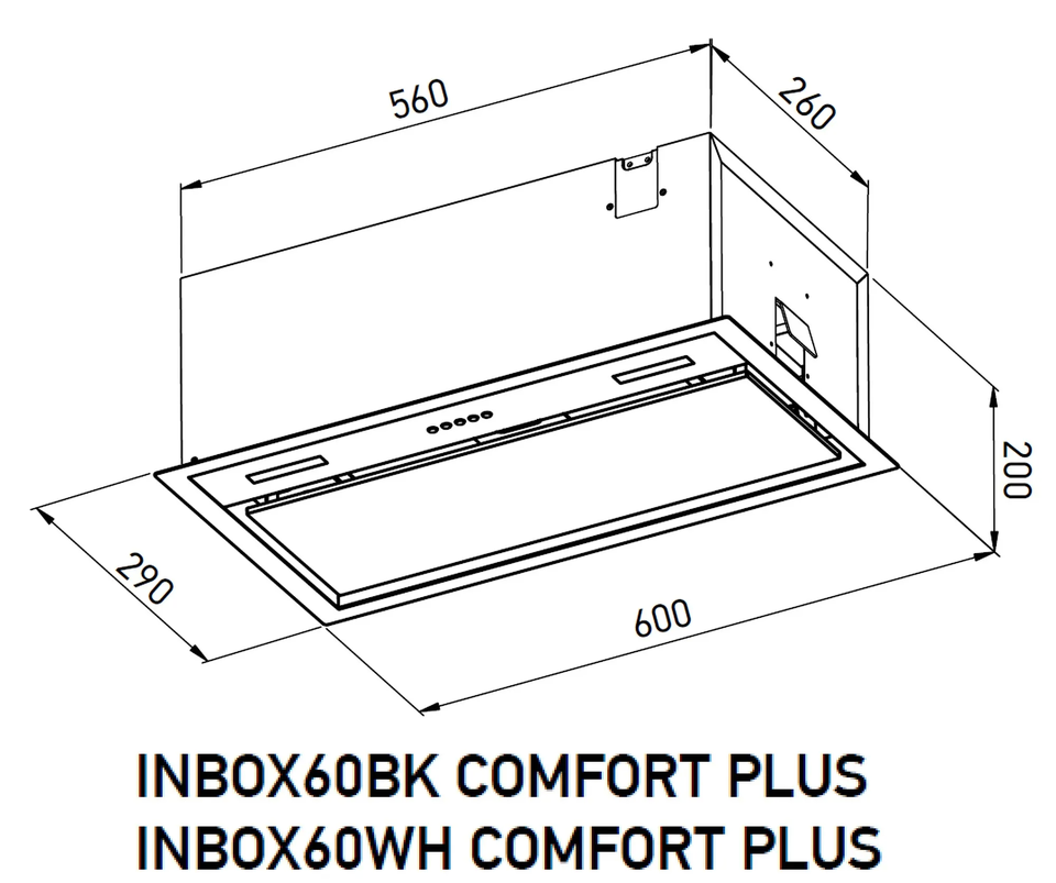 Фото Полновстраиваемая вытяжка Meferi INBOX60BK COMFORT PLUS