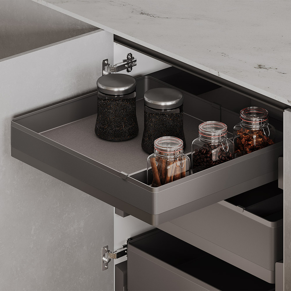 Фото Duslar Корзина TITAN, распашной фасад 600 мм, высота 90.5 мм, антрацит