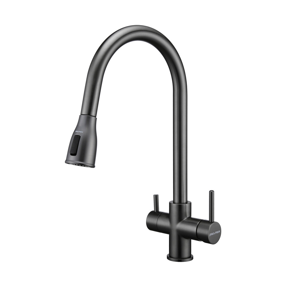 Фото Смеситель для кухни Paulmark LANGE La214212-GM Вороненая сталь GM