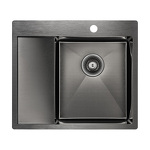 Превью картинка Металлическая мойка Paulmark KRONER 59F PM225951-GMR Вороненая сталь GM #1