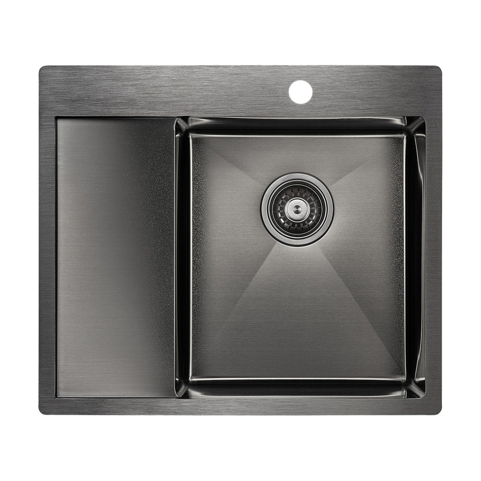 Фото Металлическая мойка Paulmark KRONER 59F PM225951-GMR Вороненая сталь GM