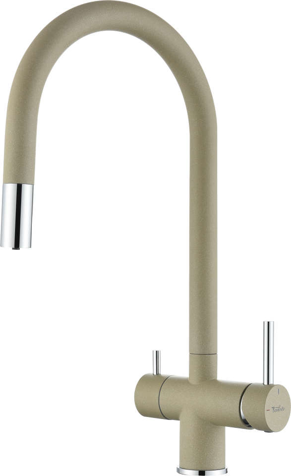 Фото Смеситель для кухни Rivelato Trevi U-обр. с краном питьевой воды и выдвижной лейкой D-35мм topazio cromo