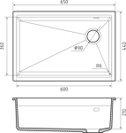 Превью картинка Гранитная мойка Rivelato LINO 654-R 1-чаш 650*440 beige scuro #3