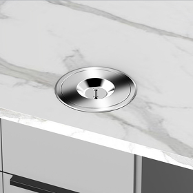 Картинка Duslar Мусорное ведро TITO 8 л, встраиваемое в столешницу, нержавеющая сталь/синий