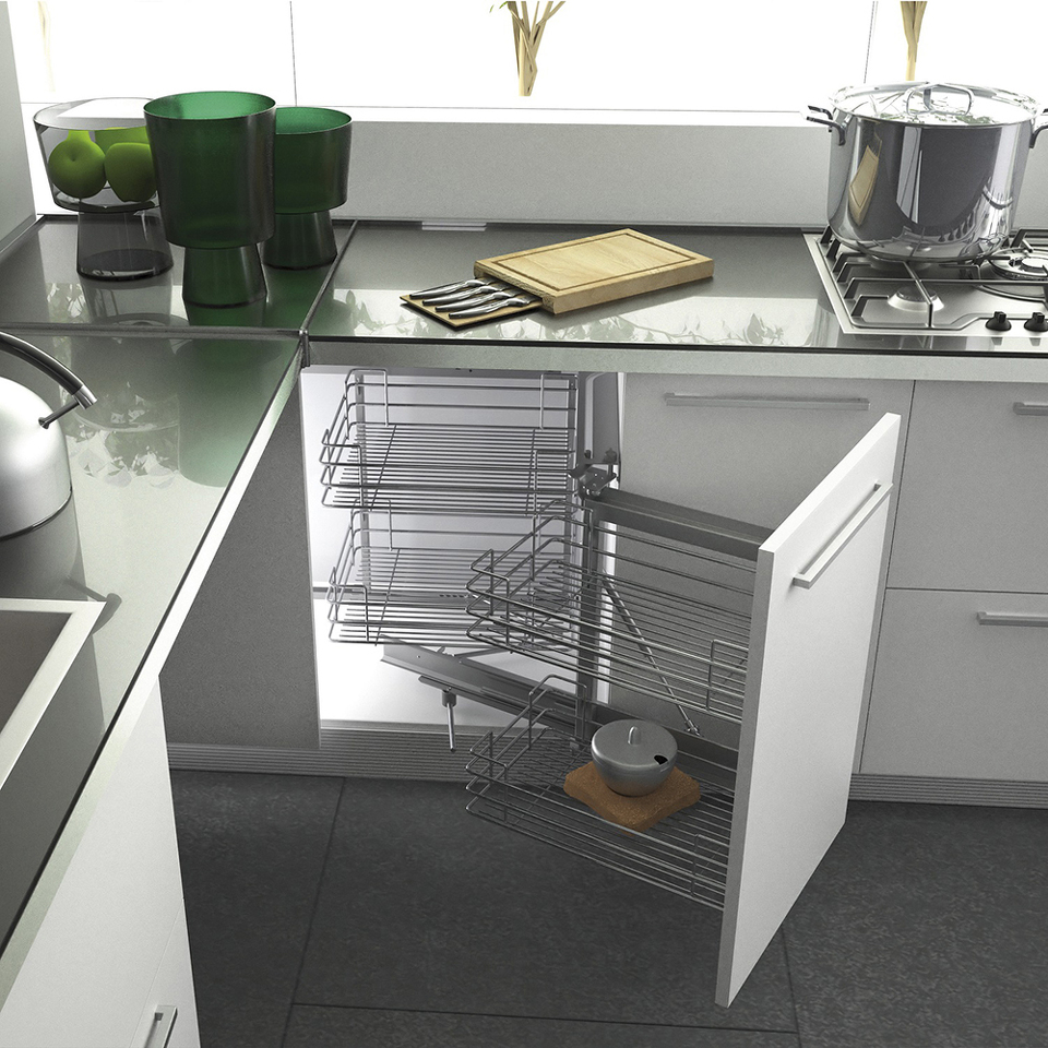 Фото SIGE Волшебный уголок URBAN, выдвижной фасад 450 мм, правый, хром