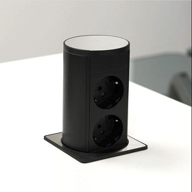 Картинка ASA Розетка VERSALIFT, врезная, нержавеющая сталь/черный