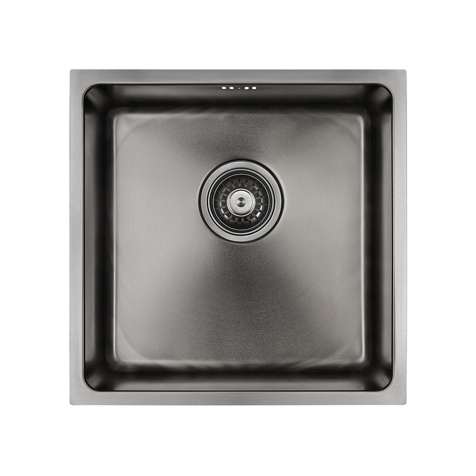 Фото Металлическая мойка Paulmark VISTA 44 UNI PM304444-GM Вороненая сталь GM