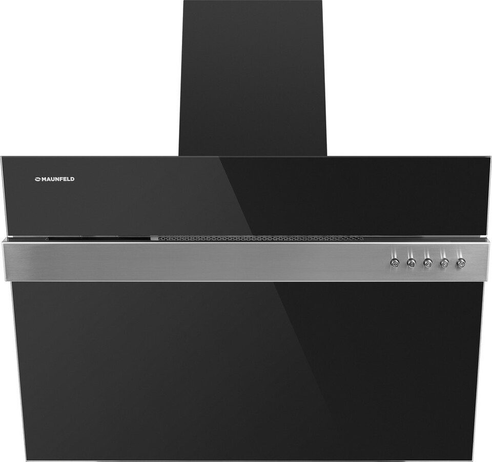 Фото Наклонная вытяжка Maunfeld Bridge Line 60 черный\вставка сатин