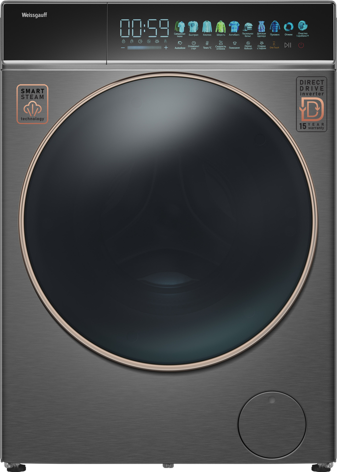 Фото Стиральная машина с фронтальной загрузкой Weissgauff WM 58411 Direct Drive Inverter Premium Steam Grey