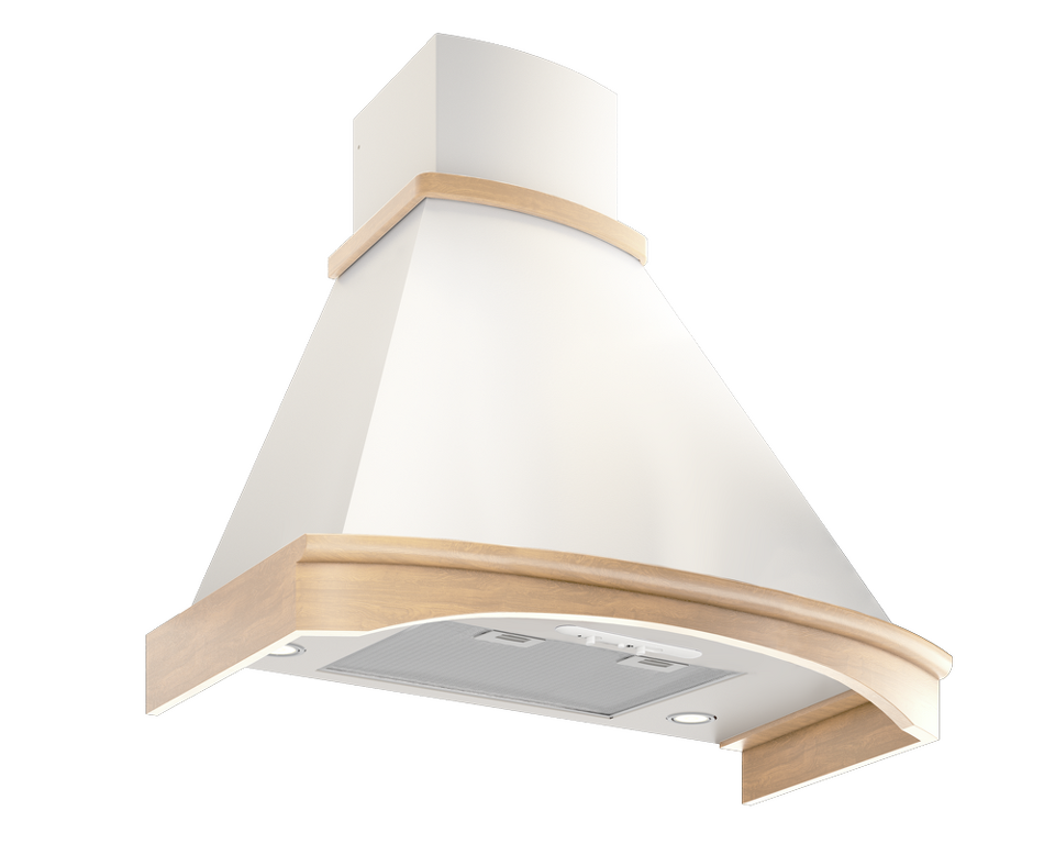 Фото Вытяжка с багетом Elikor Ротонда 90П-650-П3Д бежевый/дуб неокр