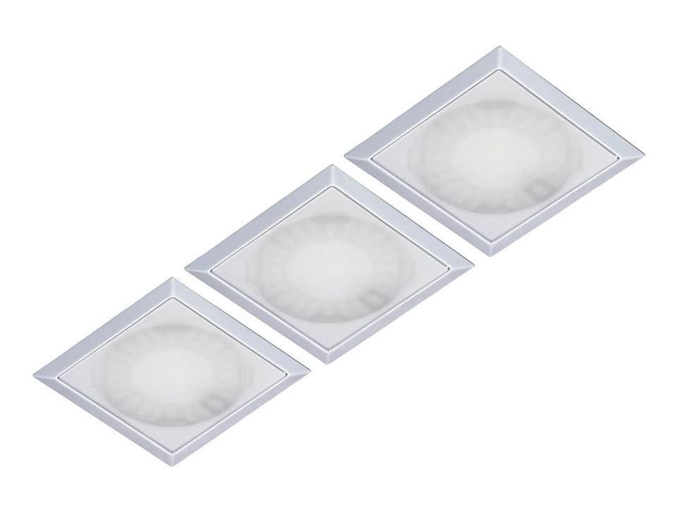 Фото Forma e Funzione Комплект из трансформатора и 3-х врезных светодиодных светильника SUN QUADRO, 24V, теплый, алюминий