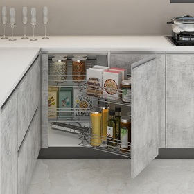 Картинка Duslar Волшебный уголок CLYDE, выдвижной фасад 600 мм, правый, хром