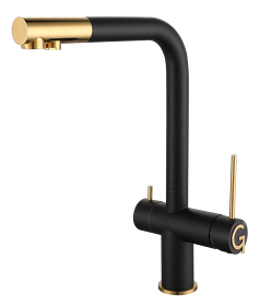 Картинка Rivelato Lugano Г-обр. с краном питьевой воды D-35мм antracite/oro