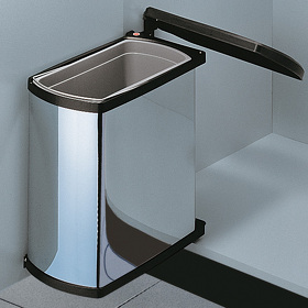 Картинка Hailo Мусорное ведро UNO (OKO FLEX) 18 л, распашной фасад 450 мм, нержавеющая сталь