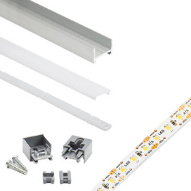 Картинка L&S Italy Комплект для сборки светильника из профиля DLIGHT MEC, рассеивателя, заглушек, креплений и ленты