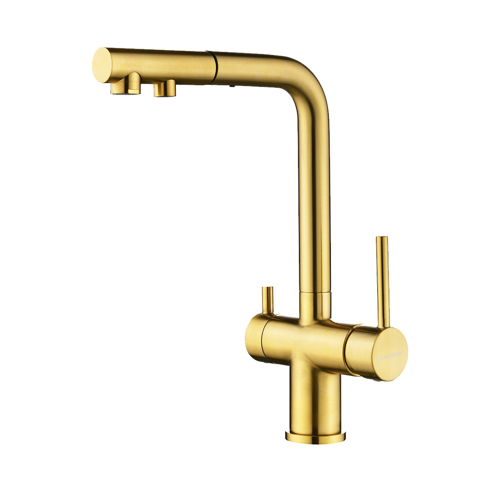 Фото Смеситель для кухни Paulmark SERPENTINE Se213222-BG Брашированное золото BG