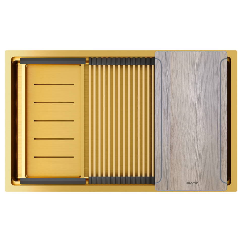 Фото Металлическая мойка Paulmark NEXT-MULTI SINK 74 UNI PM787445-BG Брашированное золото BG