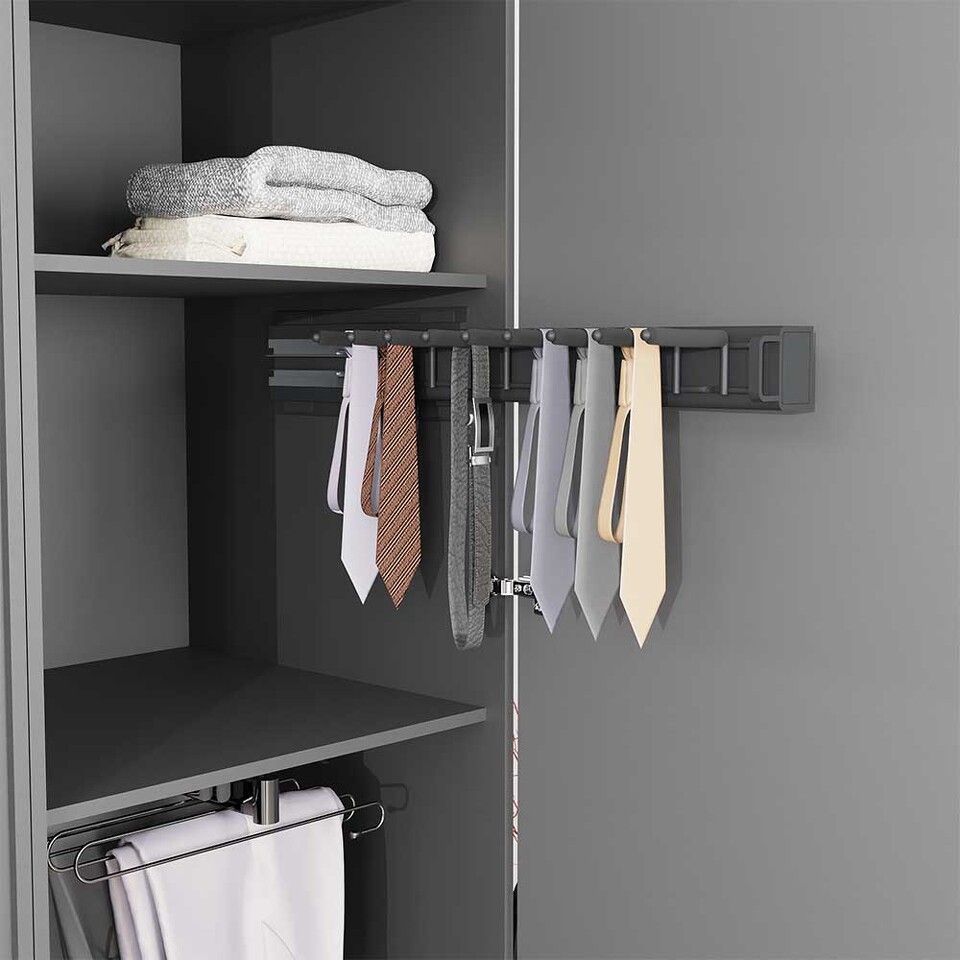 Фото Duslar Выдвижной держатель KEVIN для галстуков и ремней, правый, антрацит