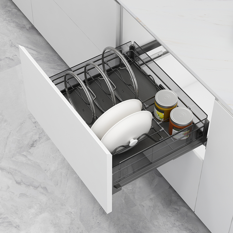 Фото Duslar Корзина с держателем MATRIX для крышек, выдвижной фасад 600 мм, антрацит