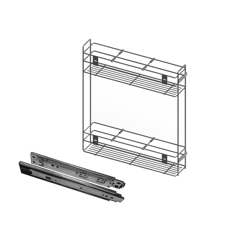 Фото Duslar Бутылочница EKO 150 с двумя полками, хром, комплект шариковых направляющих с доводчиком