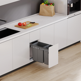 Картинка Duslar Система сортировки HARRY 30 л, выдвижной фасад 300 мм, серый