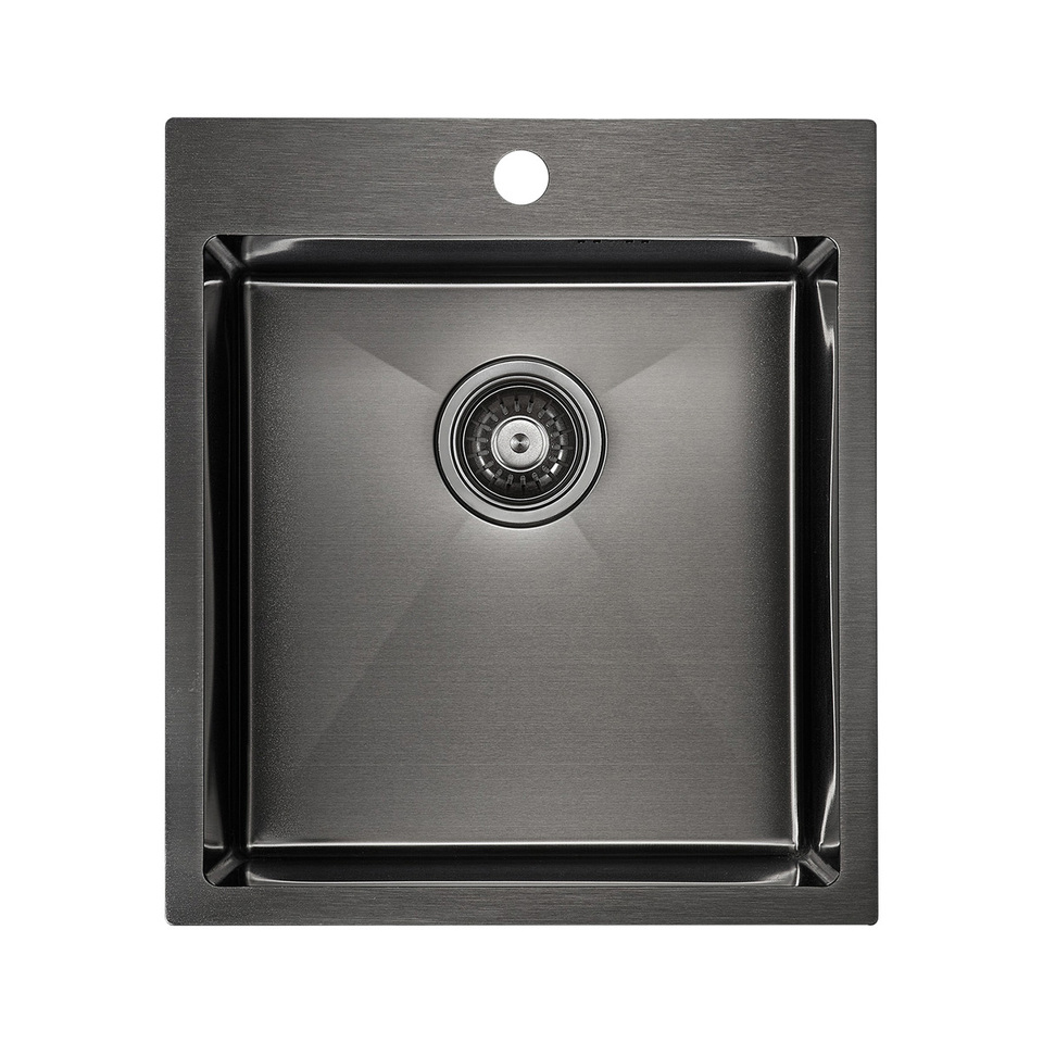 Фото Металлическая мойка Paulmark KRONER 45 PM214551-GM Вороненая сталь GM