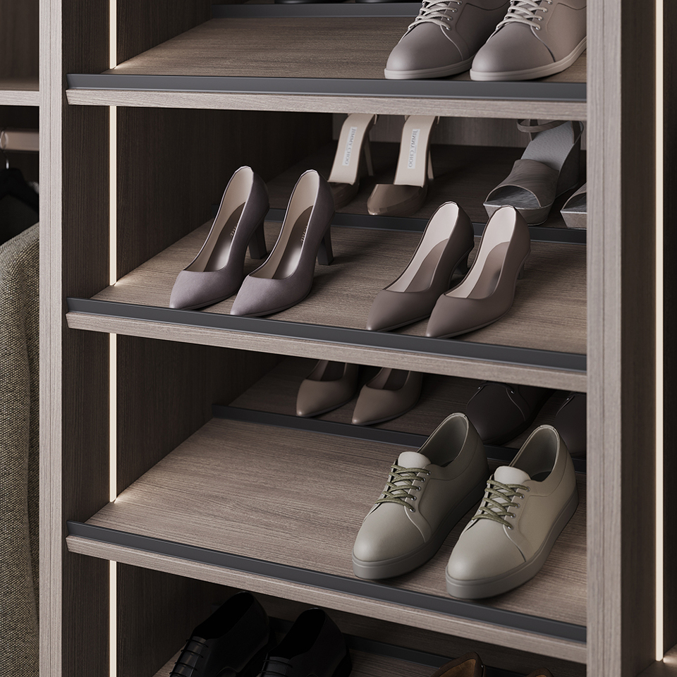 Фото Duslar Ограничительный профиль ELLIOT для полки под обувь, длина 3000 мм, антрацит