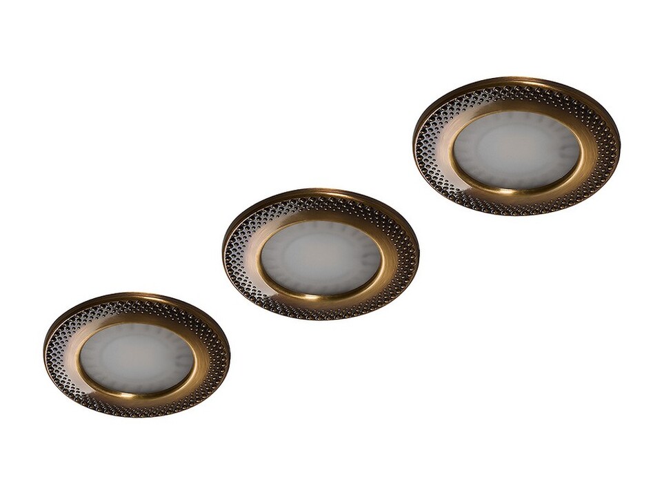 Фото Forma e Funzione Комплект из трансформатора и 3-х врезных светодиодных светильника SUN ART, 24V, теплый, латунь