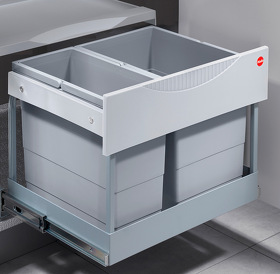 Картинка Hailo Система сортировки RAUMSPAR TANDEM S 30л, распашной фасад 600 мм, серый