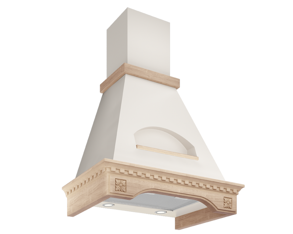 Фото Вытяжка с багетом Elikor Бельведер Флореале 60П-650-П3Д бежевый/дуб неокр