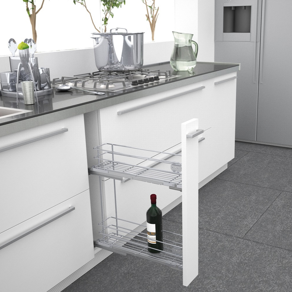 Фото SIGE Бутылочница JODY, выдвижной фасад 200 мм, хром