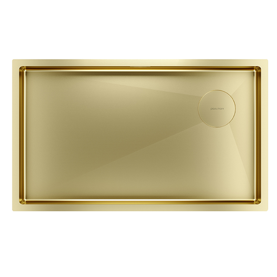 Фото Металлическая мойка Paulmark NEXT-SKEW 74 UNI PM887444-BG Брашированное золото BG