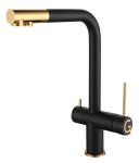 Превью картинка Смеситель для кухни Rivelato Lugano Г-обр. с краном питьевой воды D-35мм antracite/oro #1