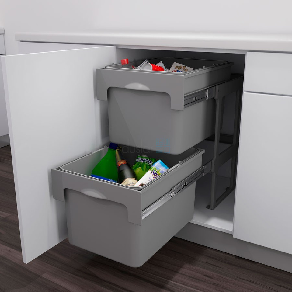 Фото Ekotech Система сортировки TANDEM 2 68 л, распашной фасад 400 мм, серый