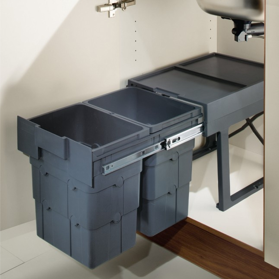 Фото NinkaPlast Система сортировки WASTEBOY 32 л, распашной фасад 400 мм, серый