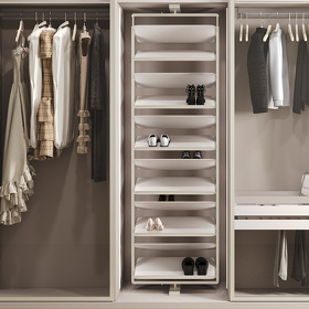 Картинка Duslar Поворотная обувница ELITIUM с 10-ю полками, ширина 700 мм, высота 1610-1760 мм, шампань/бежевый