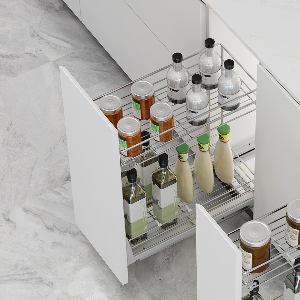 Фото Duslar Бутылочница JESSI, выдвижной фасад 300 мм, хром