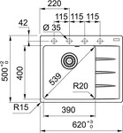 Превью картинка Гранитная мойка Franke CENTRO CNG 611/211-62 TL чаша слева черный матовый #2