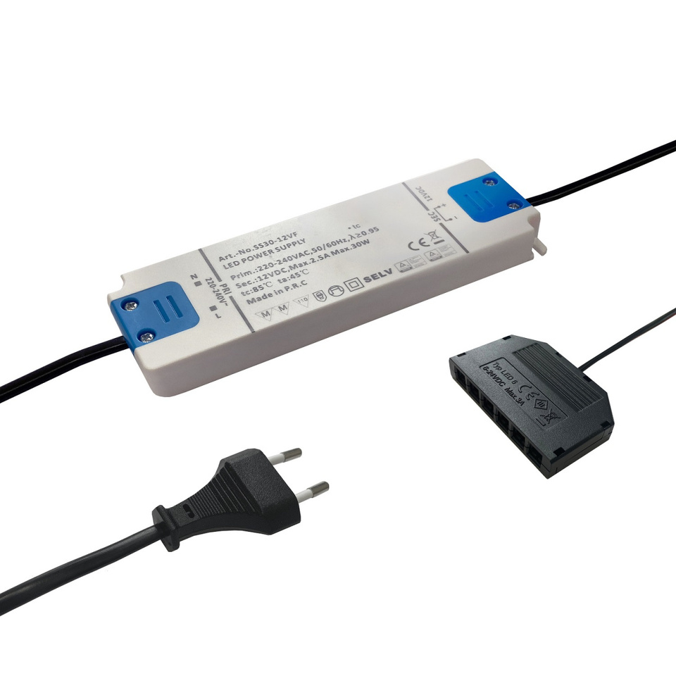 Фото Трансформатор DLIGHT, 12 V, 30 W, подключение максимум 6-ти светильников