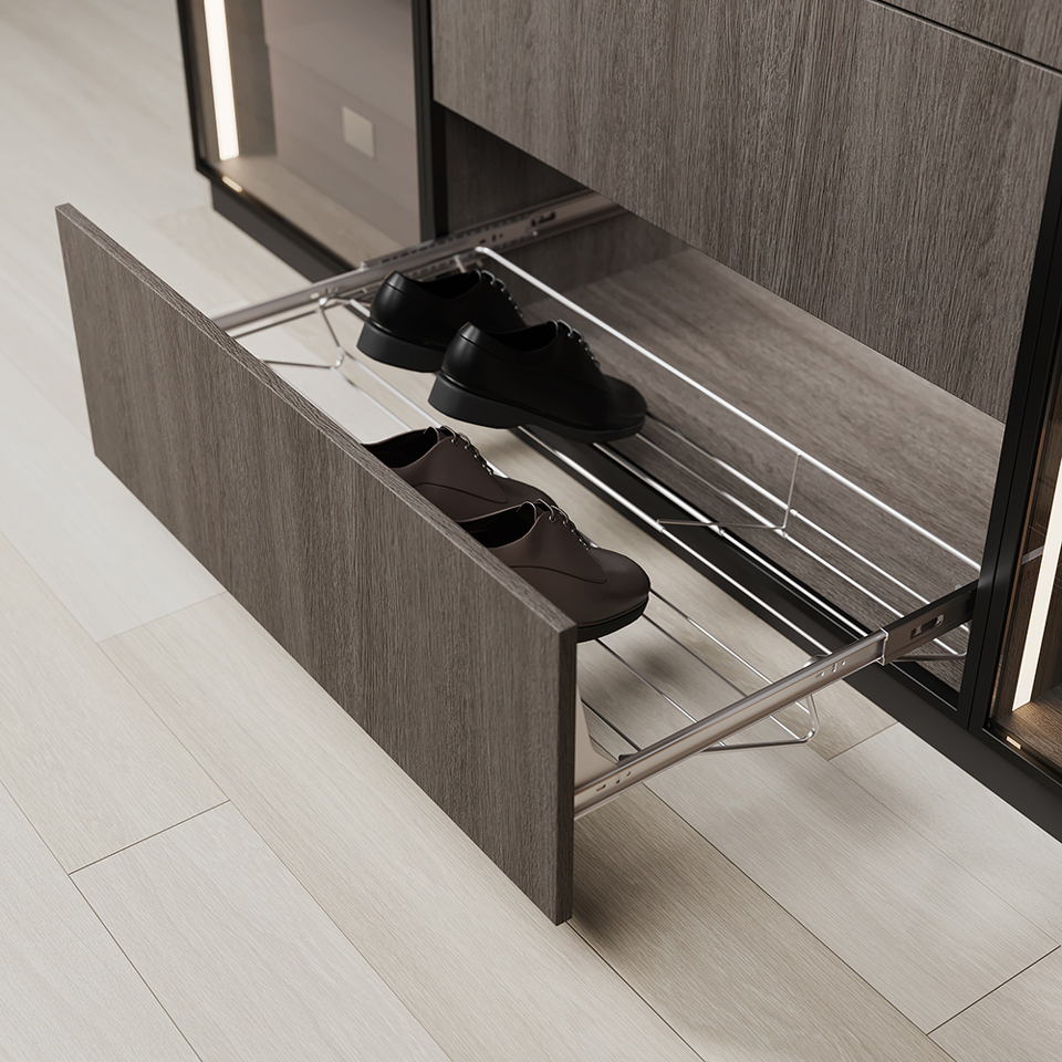 Фото Duslar Выдвижная телескопическая обувница WENDY, ширина 550-850 мм, хром