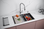 Превью картинка Металлическая мойка Paulmark NEXT-PRO 74 UNI PM707445-BS брашированная сталь #7