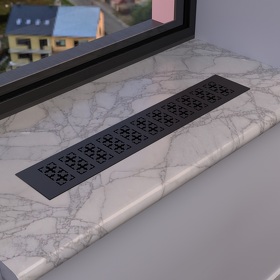 Картинка Duslar Решетка вентиляционная с орнаментом 500х80 мм, черный