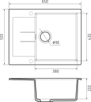 Превью картинка Гранитная мойка Rivelato LUMO 6550 1-чаш 650*500 Nero opaco #2