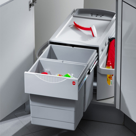 Картинка Hailo Угловая система сортировки RONDO 48 л, распашной фасад 900х900 мм, серый