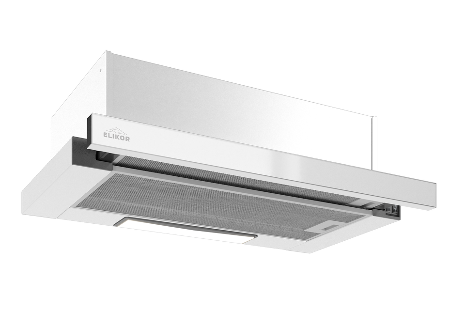 Фото Встраиваемая вытяжка Elikor Интегра GLASS 60П-650-В2Л белый/стекло белое