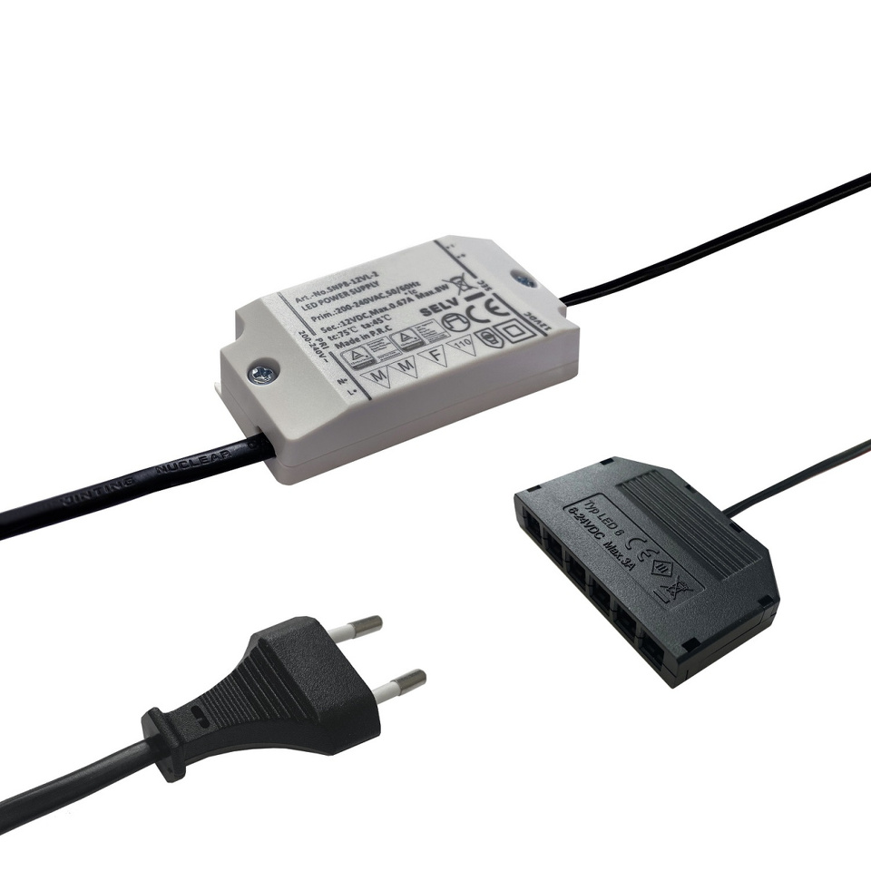 Фото Трансформатор DLIGHT, 12 V, 8 W, подключение максимум 6-ти светильников